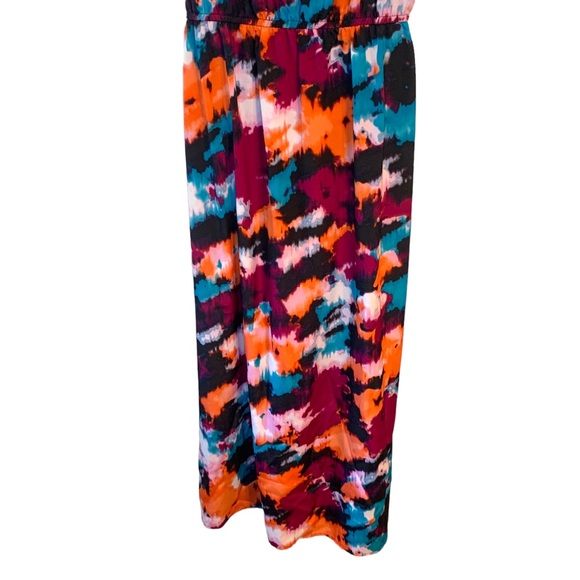 Loft Spaghetti Strap Ruffle Detail Multicolor Maxi Dress Petite Women’s Size 6 - Picture 4 of 11